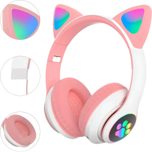 Auriculares Bluetooth Orejas Gato Rosa
